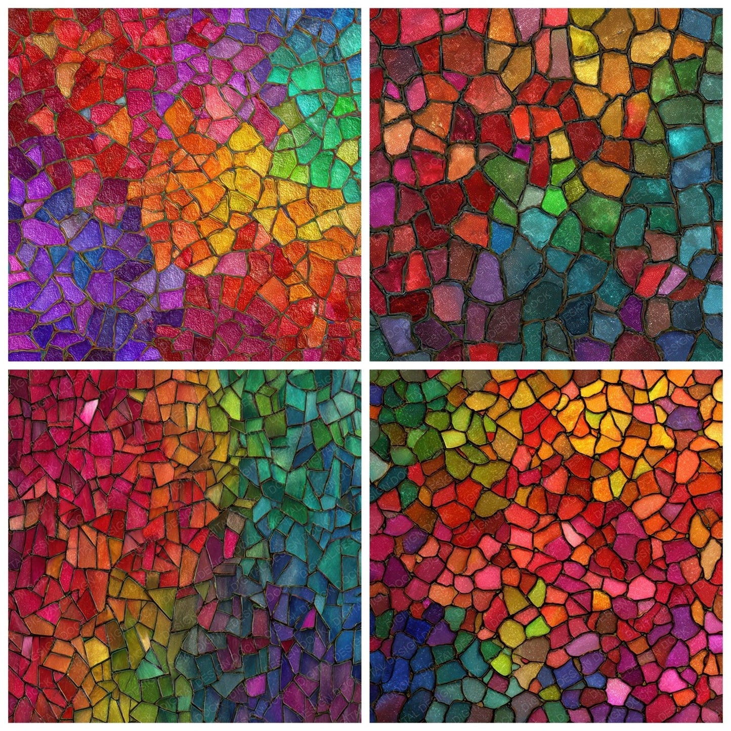 Rainbow Glass Mosaic Digital Paper Pack (DDD008353)
