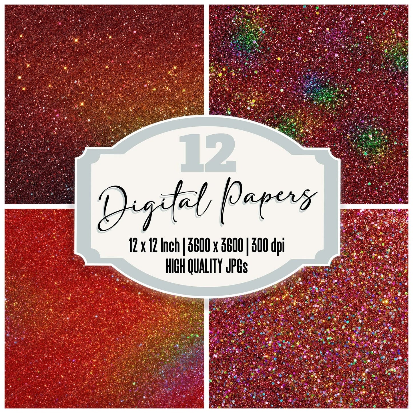 Rainbow Glitter Texture Digital Paper Pack (DDD008354)