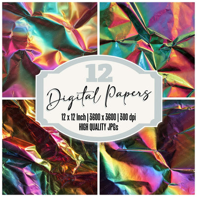 Rainbow Holographic Foil Digital Paper Pack (DDD008355)