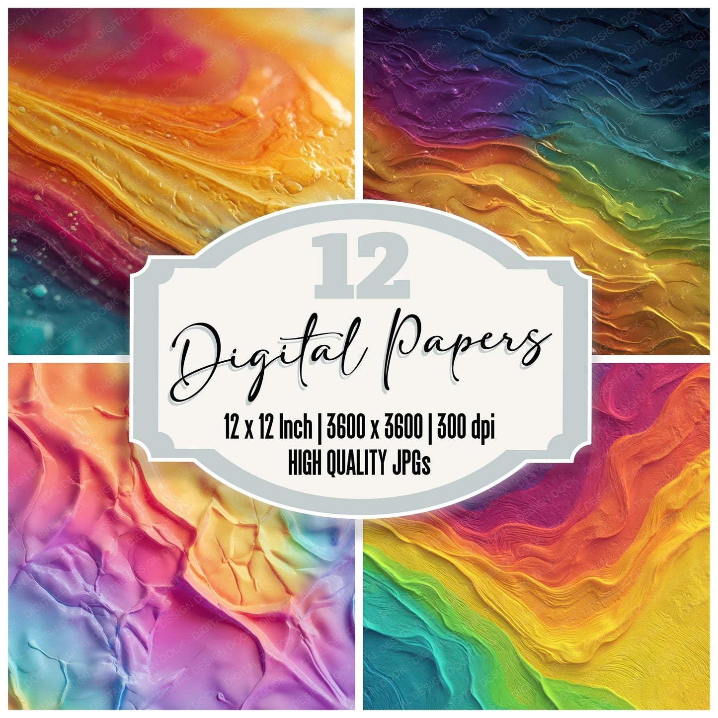 Rainbow Melted Wax Digital Paper Pack (DDD008356)