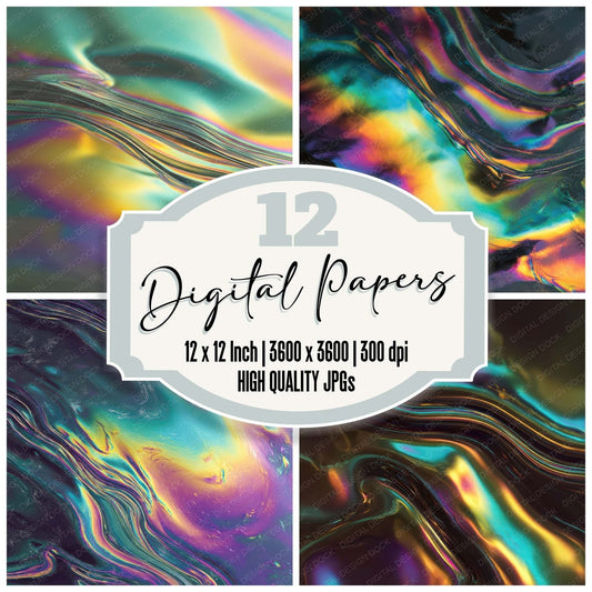 Rainbow Oil Slick Digital Paper Pack (DDD008357)