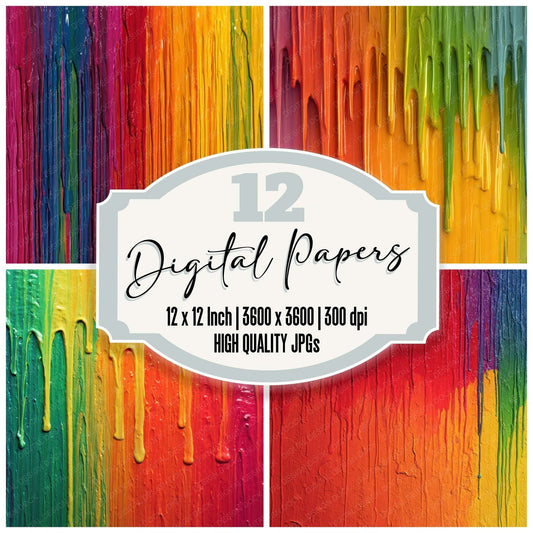 Rainbow Paint Drips Digital Paper Pack (DDD008358)