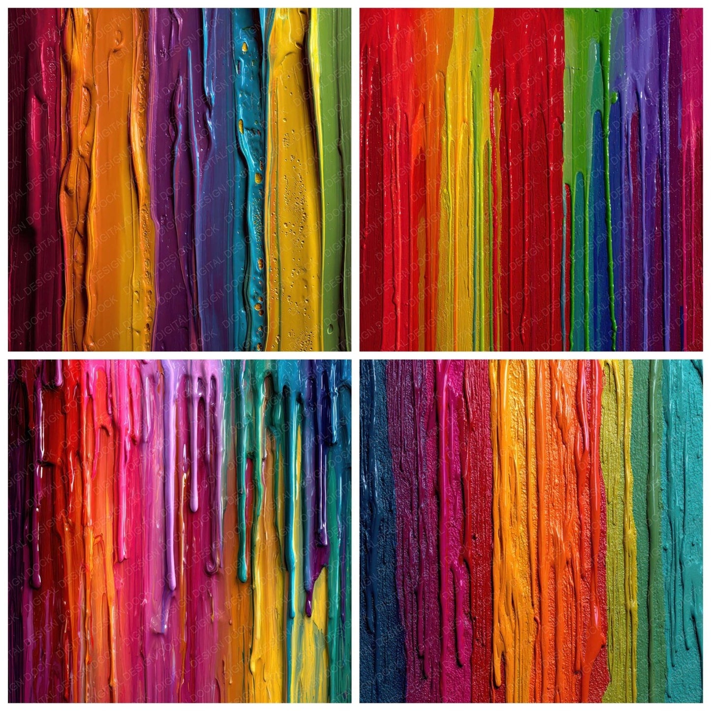 Rainbow Paint Drips Digital Paper Pack (DDD008358)