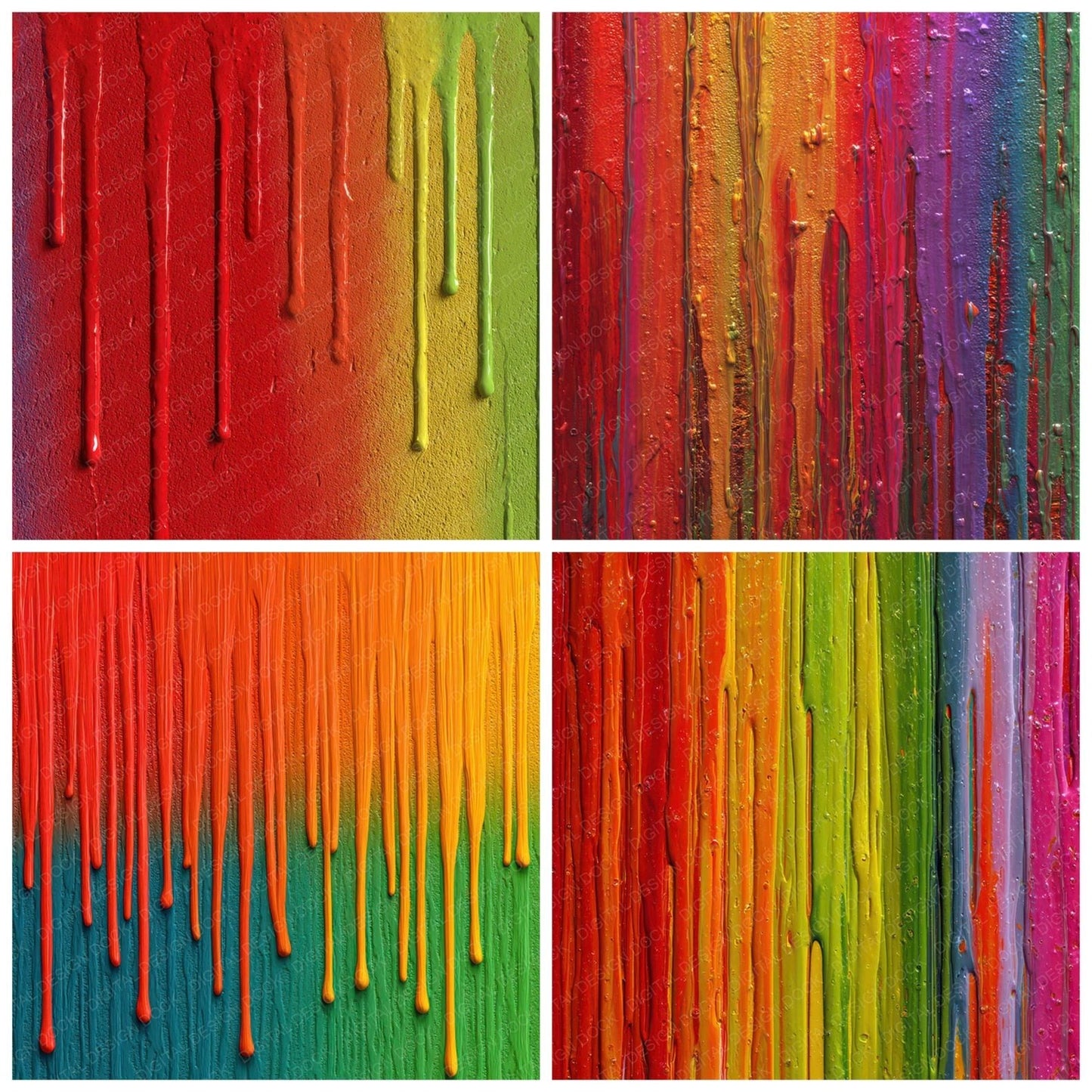 Rainbow Paint Drips Digital Paper Pack (DDD008358)