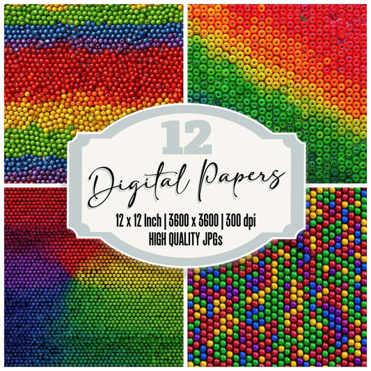 Rainbow Plastic Beads Digital Paper Pack (DDD008360)