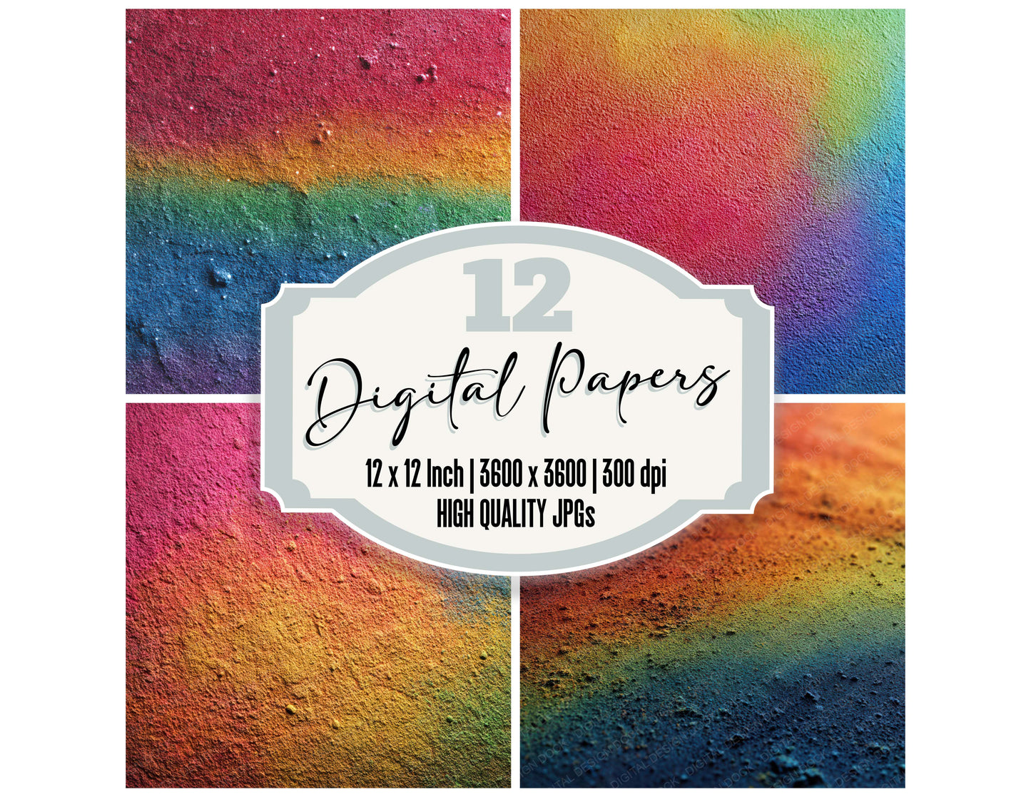 Rainbow Powder Texture digital paper pack designed for background pages in junk journaling and paper craft projects