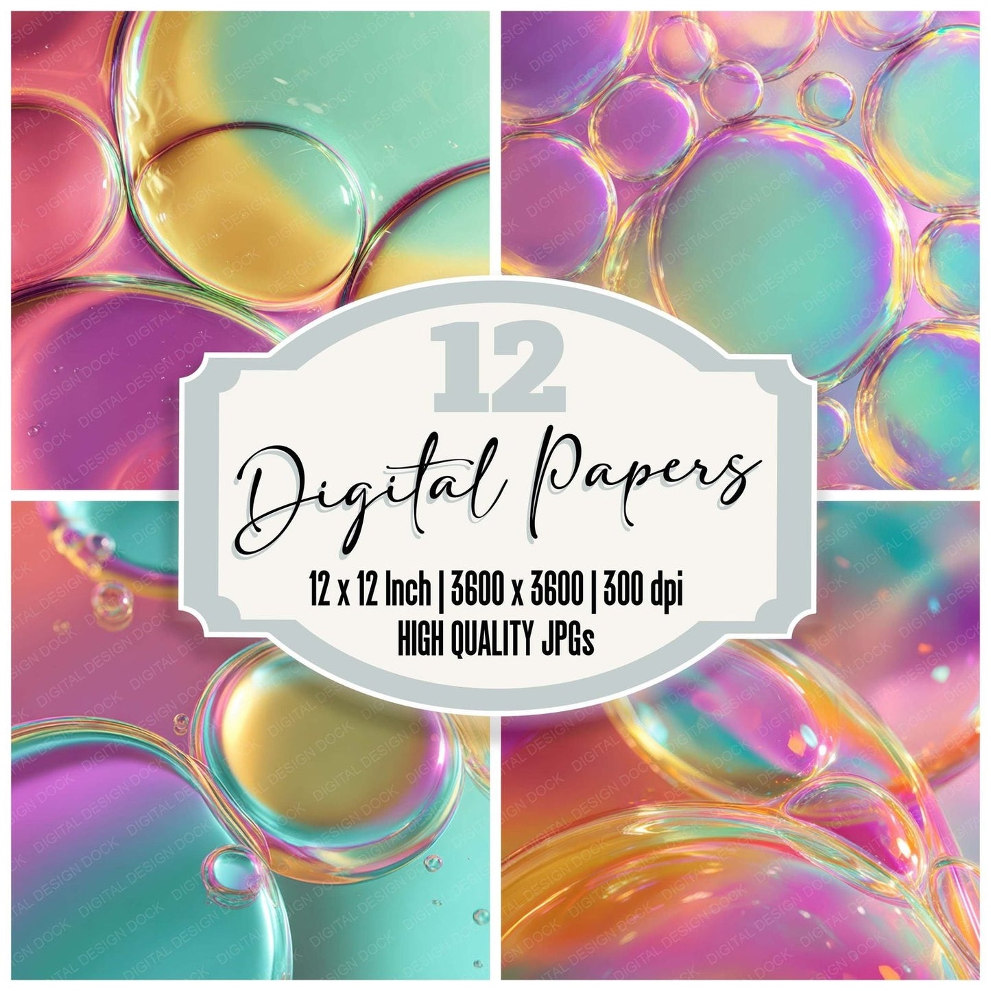 Rainbow Soap Bubbles Digital Paper Pack (DDD008363)