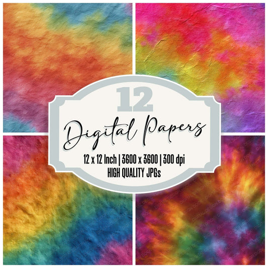 Rainbow Tie Dye Digital Paper Pack (DDD008365)