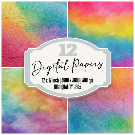 Rainbow Watercolour Wash Digital Paper Pack (DDD008366)