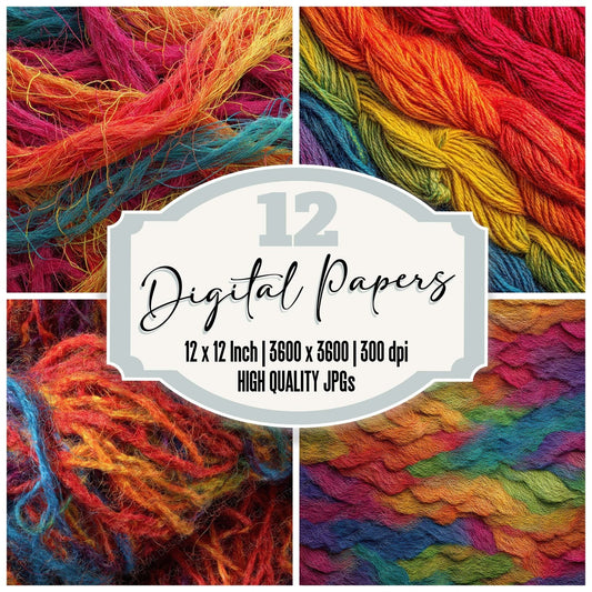Rainbow Yarn Fibres Digital Paper Pack (DDD008367)