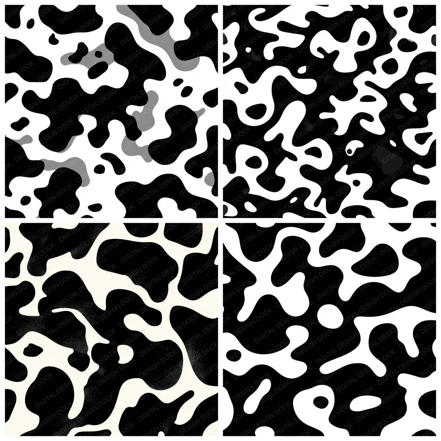 Black White Camo Pattern Digital Paper Pack (DDD008368)