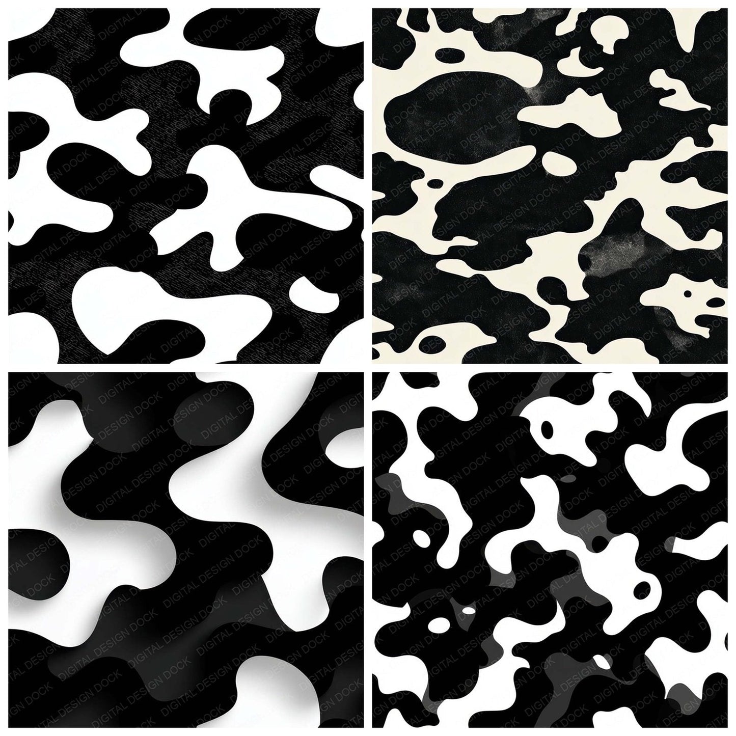 Black White Camo Pattern Digital Paper Pack (DDD008368)