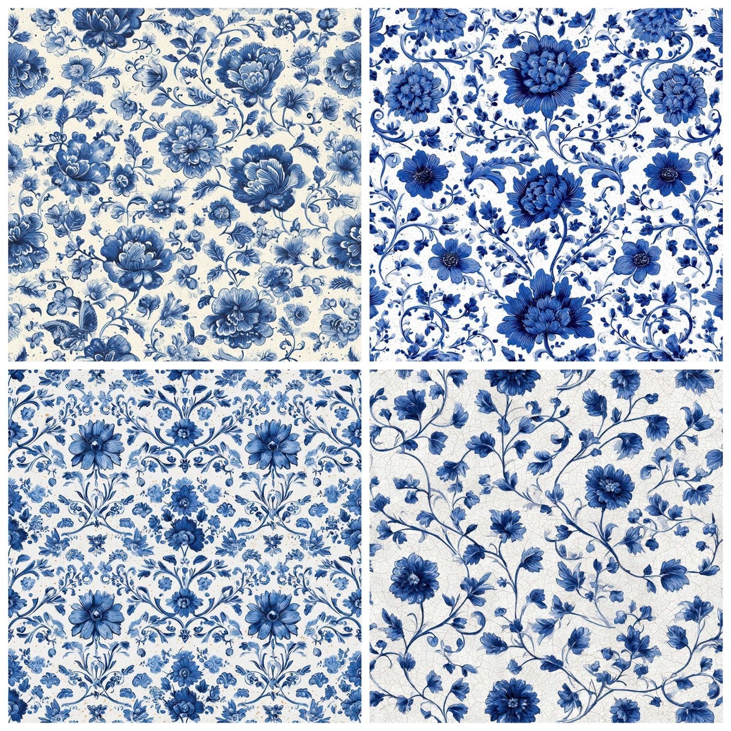 Delft Floral Tile Digital Paper Pack (DDD008370)