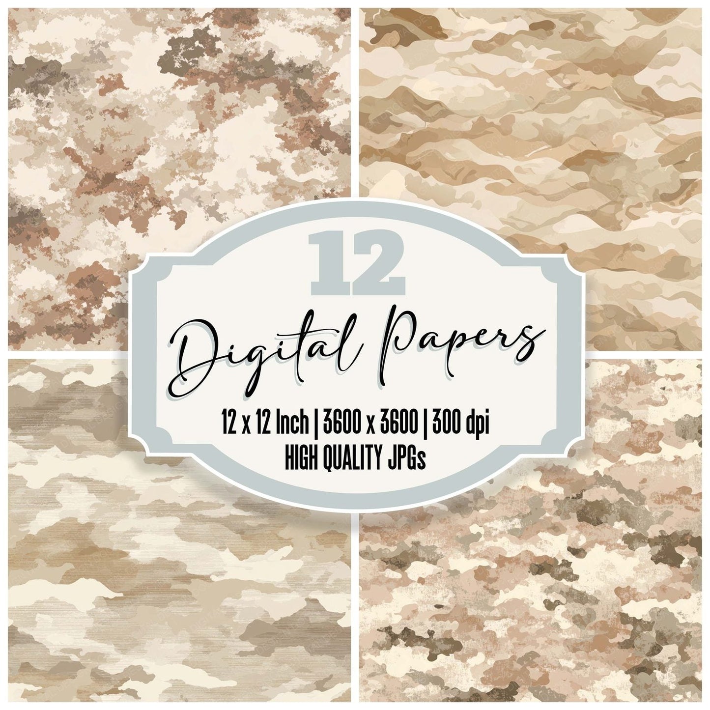 Desert Camo Pattern Digital Paper Pack (DDD008371)