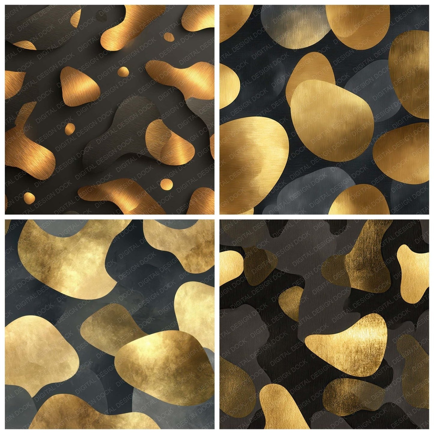 Gold Charcoal Camo Pattern Digital Paper Pack (DDD008372)