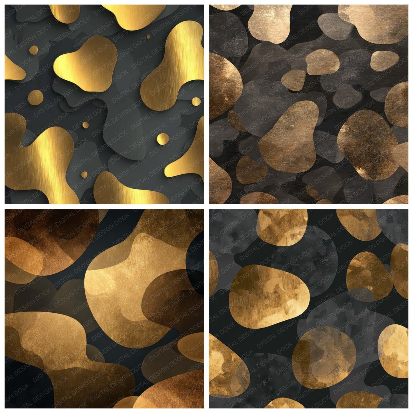 Gold Charcoal Camo Pattern Digital Paper Pack (DDD008372)