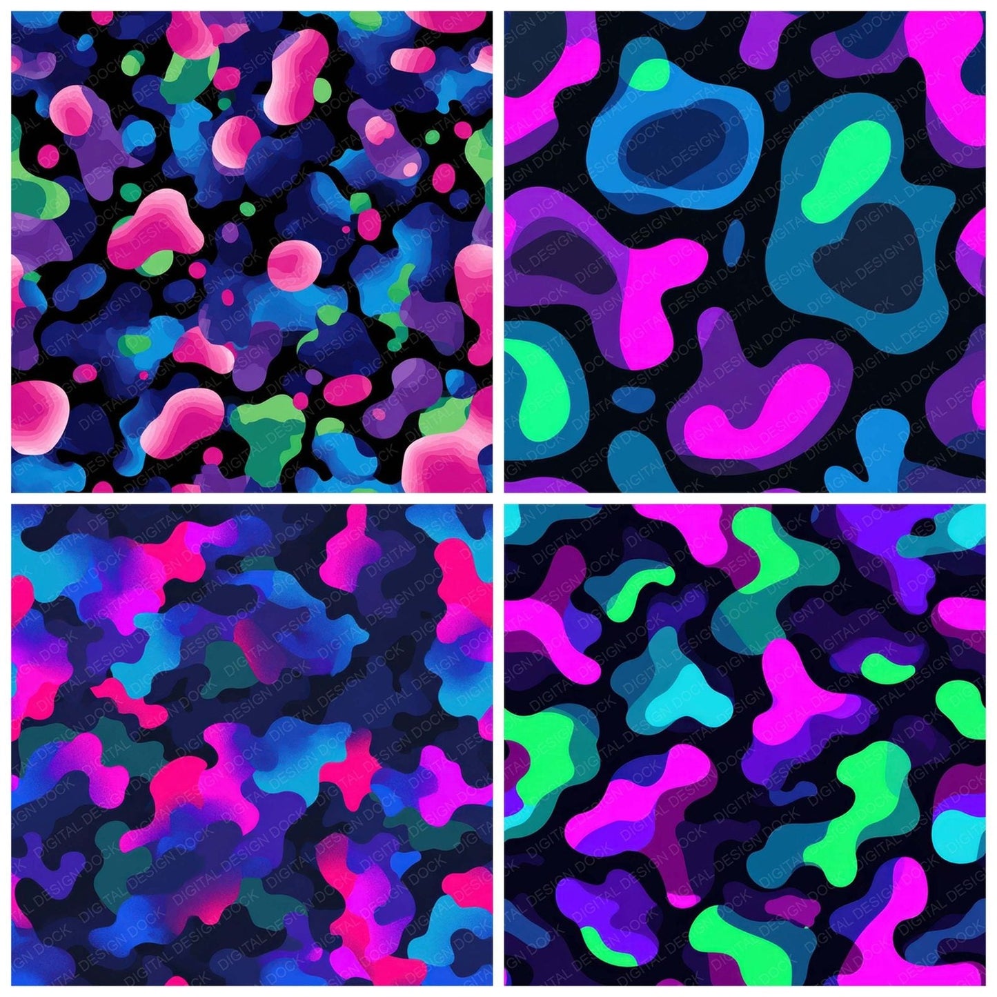 Neon Camo Pattern Digital Paper Pack (DDD008374)