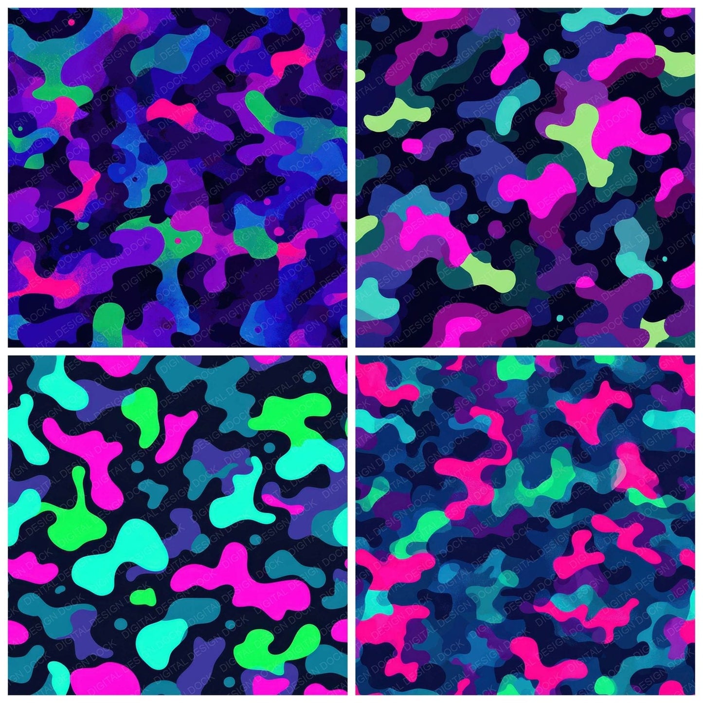Neon Camo Pattern Digital Paper Pack (DDD008374)