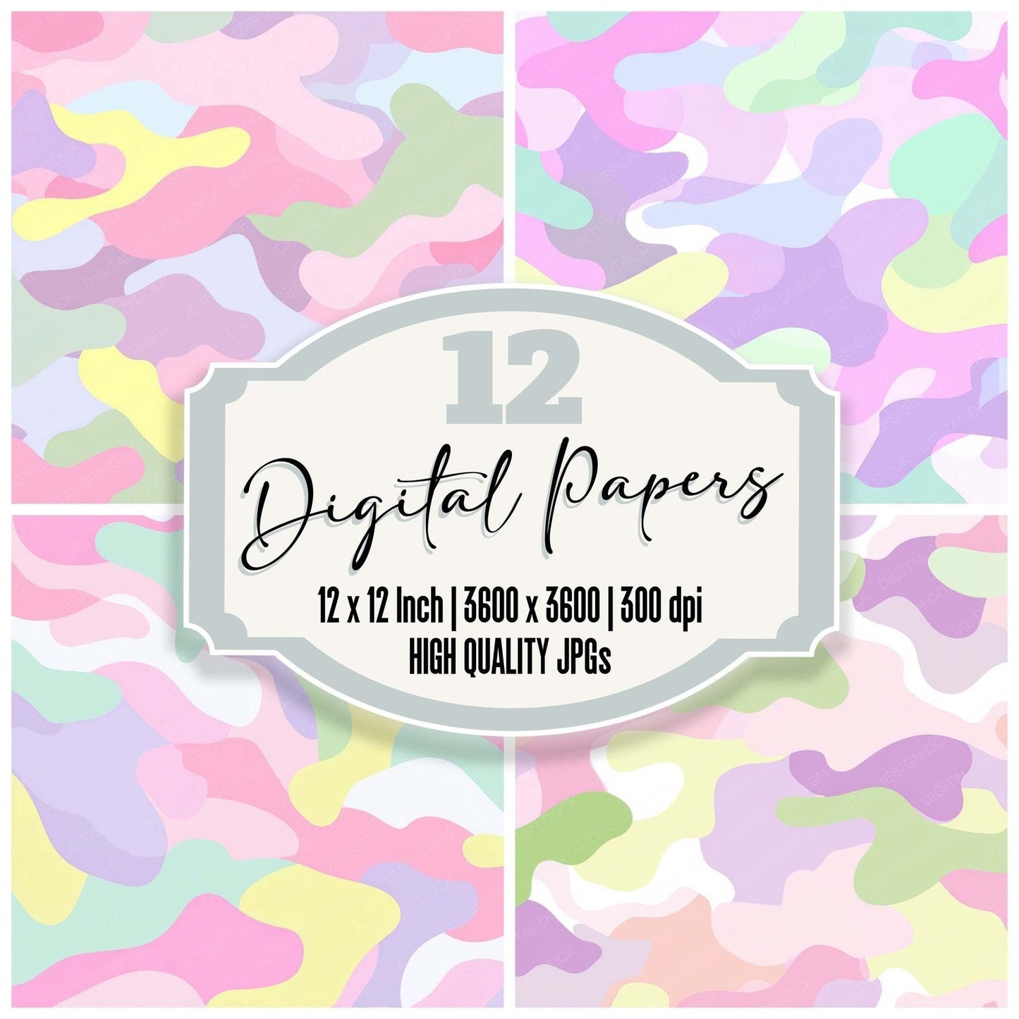 Pastel Camo Pattern Digital Paper Pack (DDD008376)