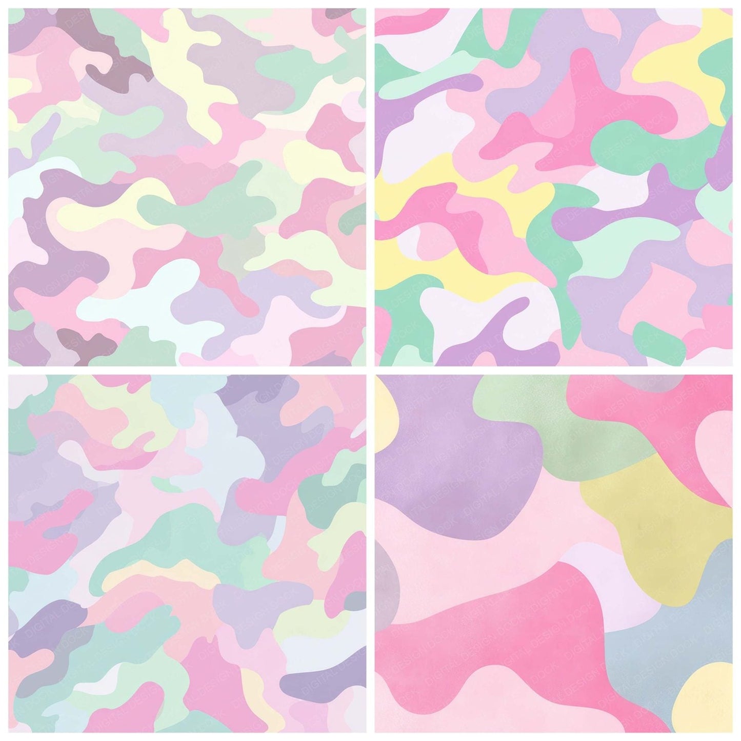 Pastel Camo Pattern Digital Paper Pack (DDD008376)