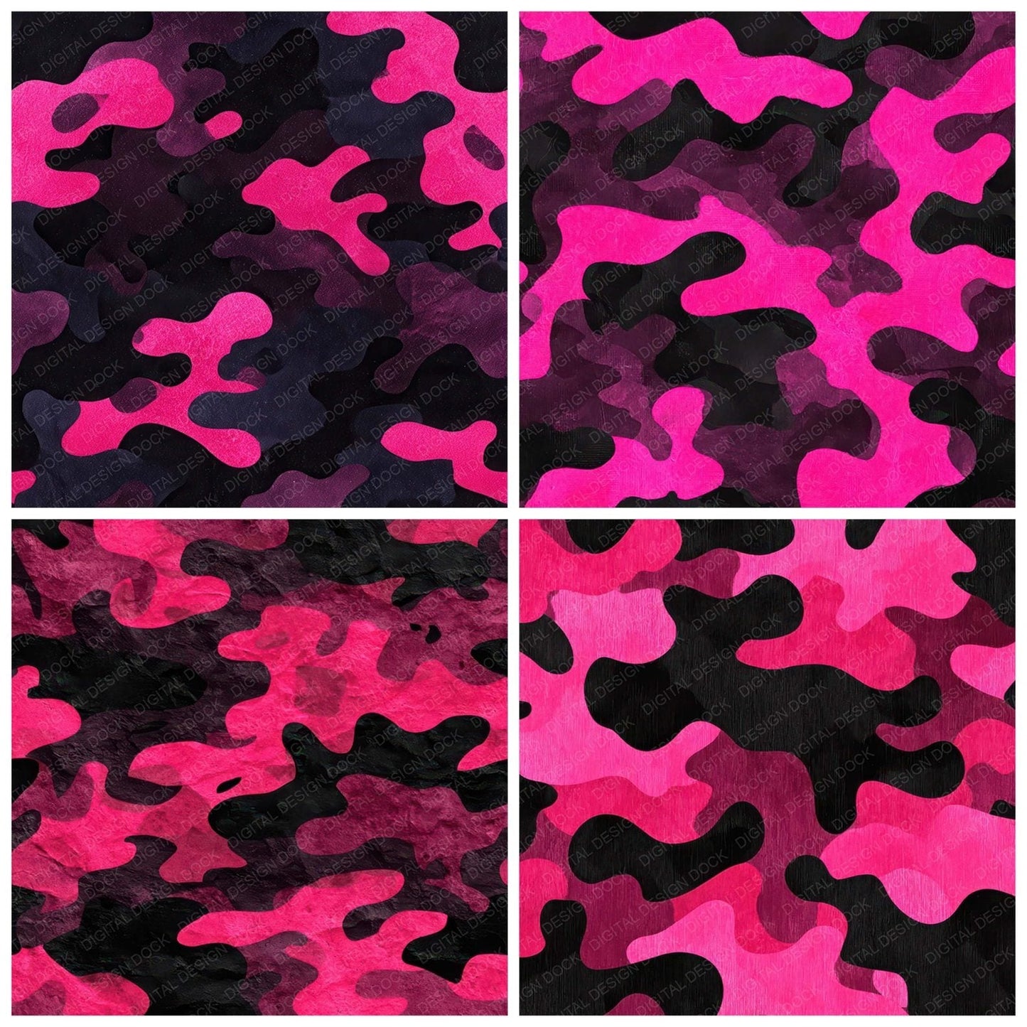 Pink Black Camo Pattern Digital Paper Pack (DDD008377)