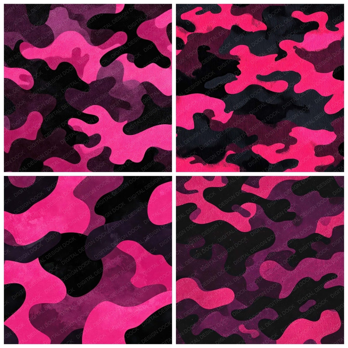 Pink Black Camo Pattern Digital Paper Pack (DDD008377)