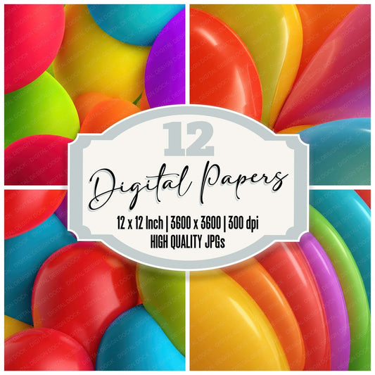Rainbow Balloon Latex Digital Paper Pack (DDD008378)
