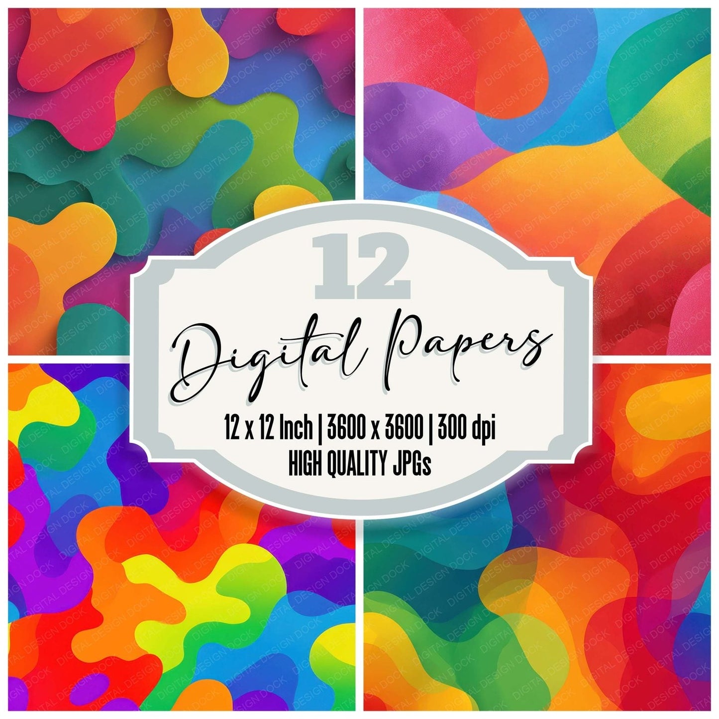 Rainbow Camo Pattern Digital Paper Pack (DDD008379)
