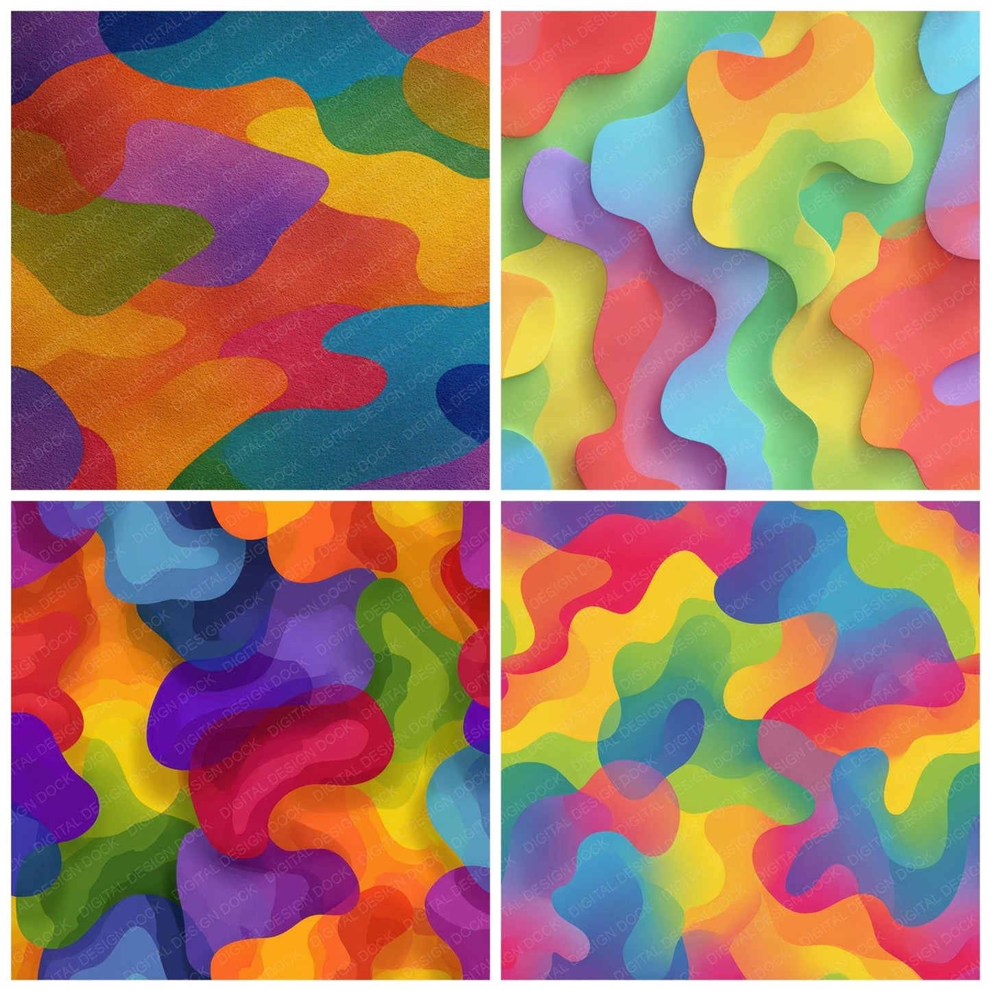 Rainbow Camo Pattern Digital Paper Pack (DDD008379)