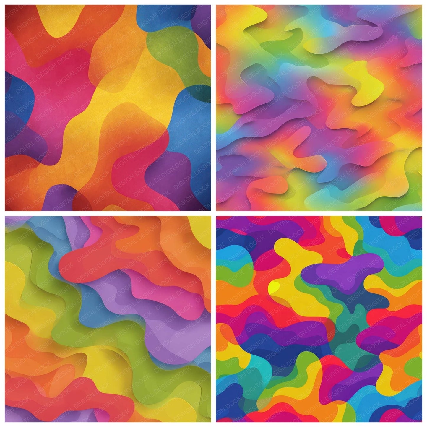 Rainbow Camo Pattern Digital Paper Pack (DDD008379)