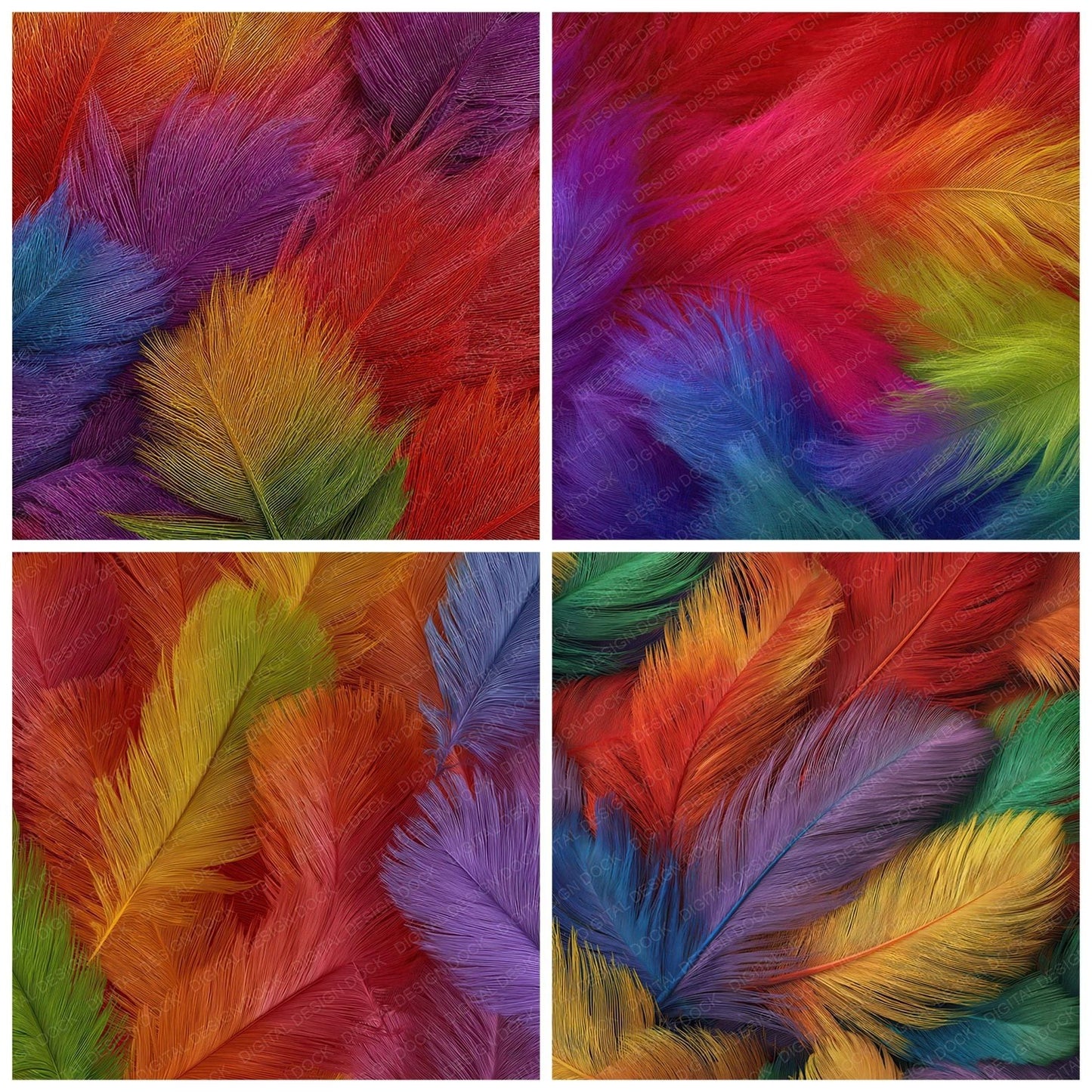 Rainbow Feather Texture Digital Paper Pack (DDD008380)