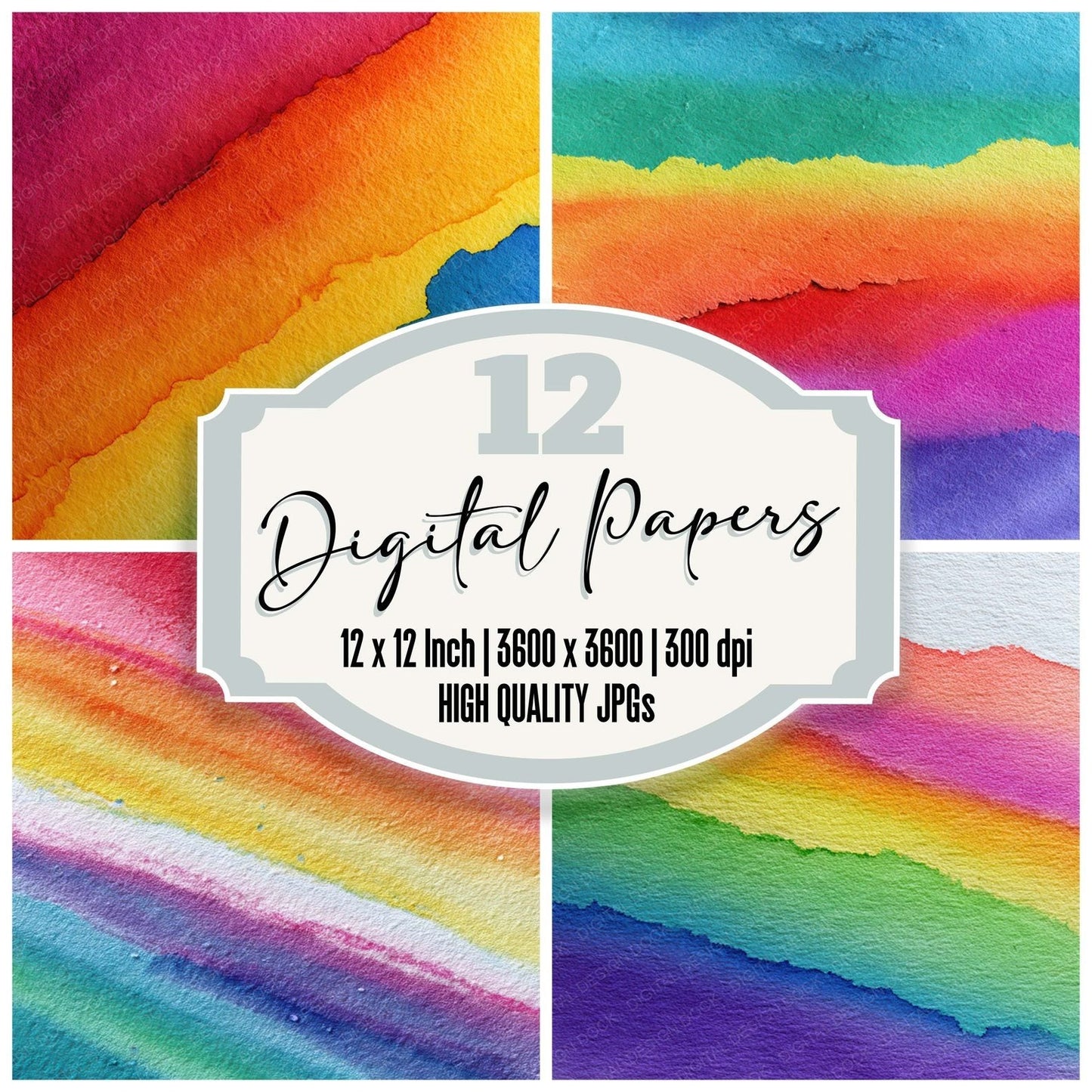 Rainbow Ink Bleed Digital Paper Pack (DDD008381)