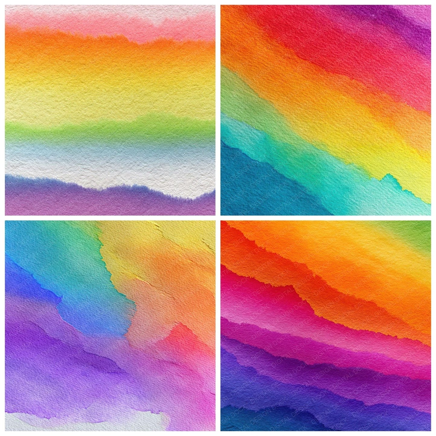Rainbow Ink Bleed Digital Paper Pack (DDD008381)