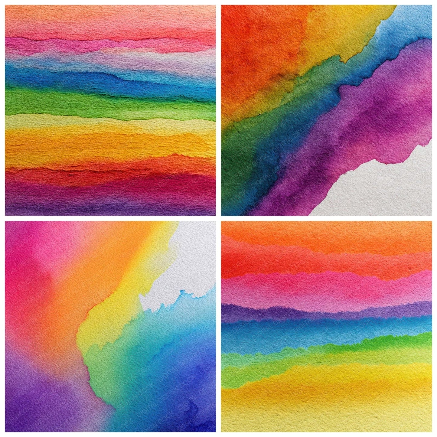 Rainbow Ink Bleed Digital Paper Pack (DDD008381)