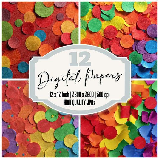 Rainbow Paper Confetti Digital Paper Pack (DDD008382)