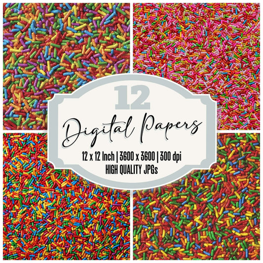 Rainbow Sugar Sprinkles Digital Paper Pack (DDD008383)