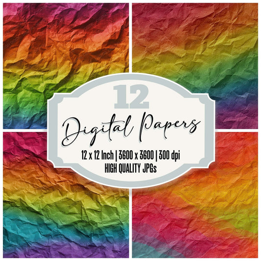 Rainbow Tissue Paper Digital Paper Pack (DDD008384)