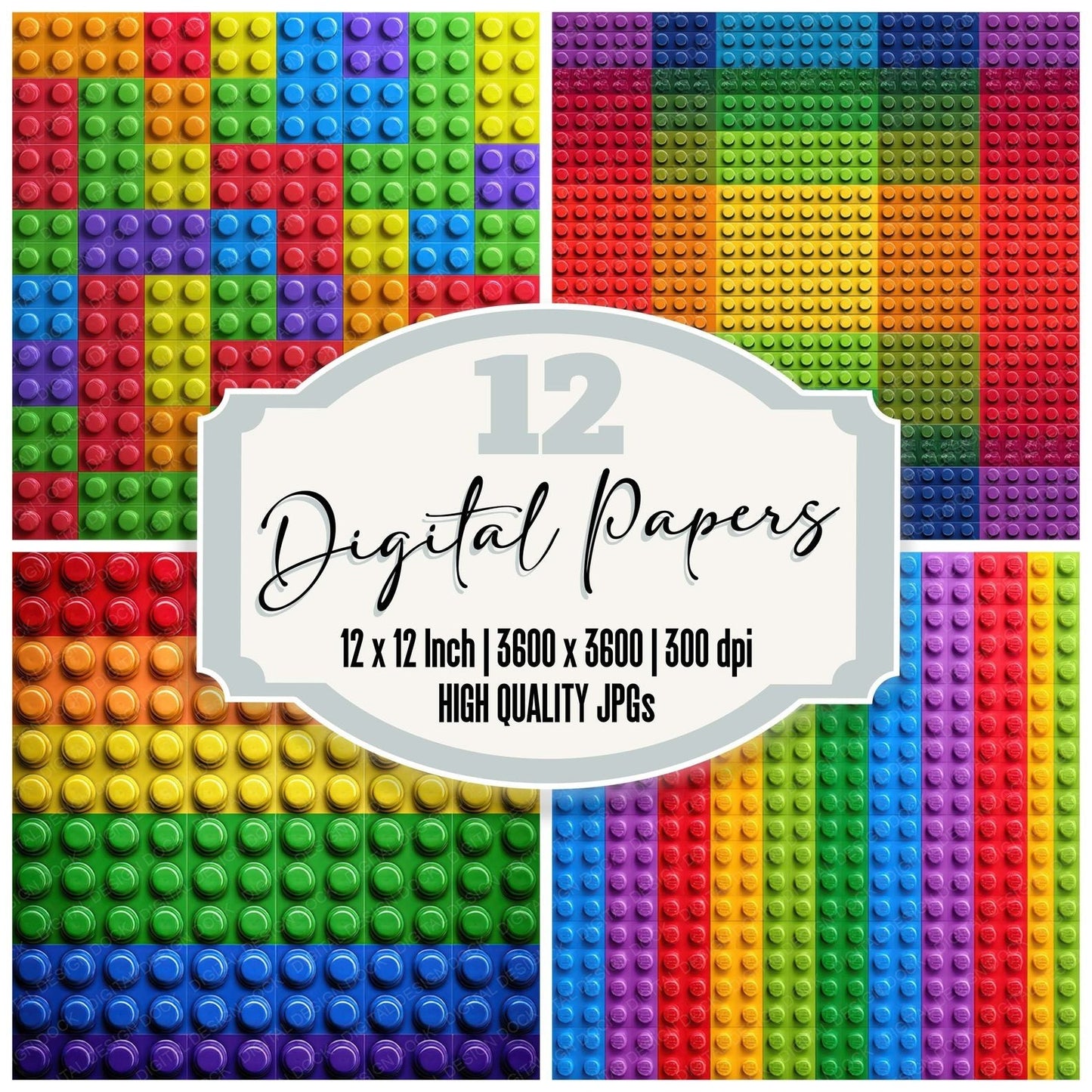 Rainbow Toy Bricks Digital Paper Pack (DDD008385)
