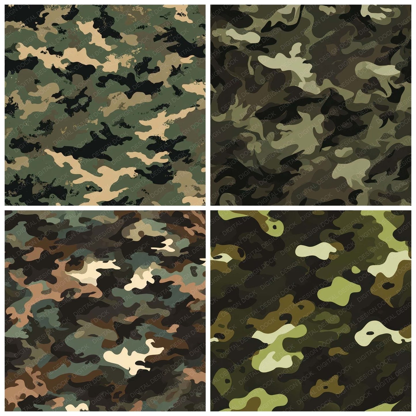 Woodland Camo Pattern Digital Paper Pack (DDD008387)