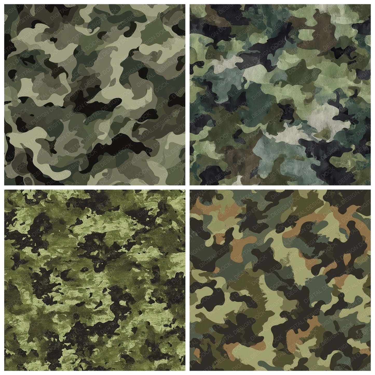Woodland Camo Pattern Digital Paper Pack (DDD008387)