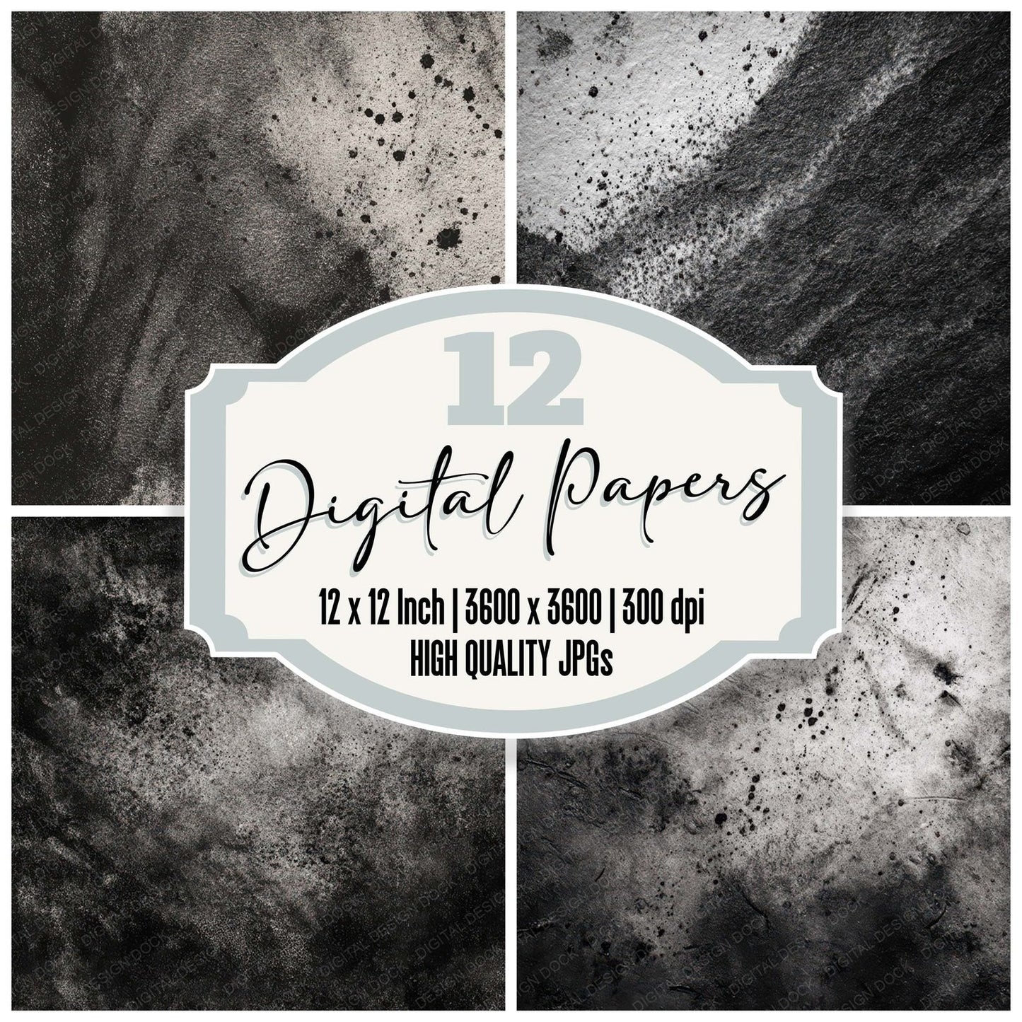 Charcoal Dust Texture Digital Paper Pack (DDD008388)