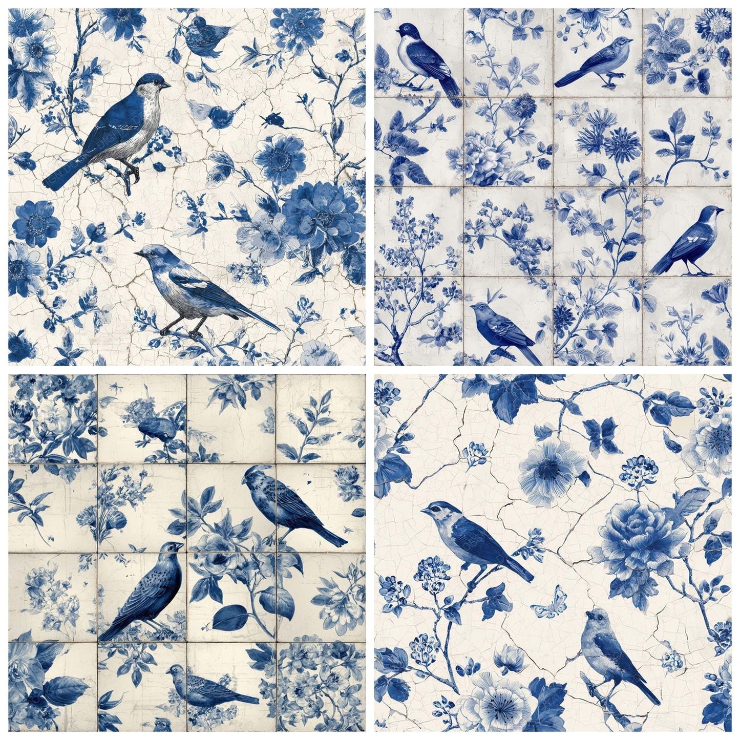 Delft Bird Pattern Digital Paper Pack (DDD008389)