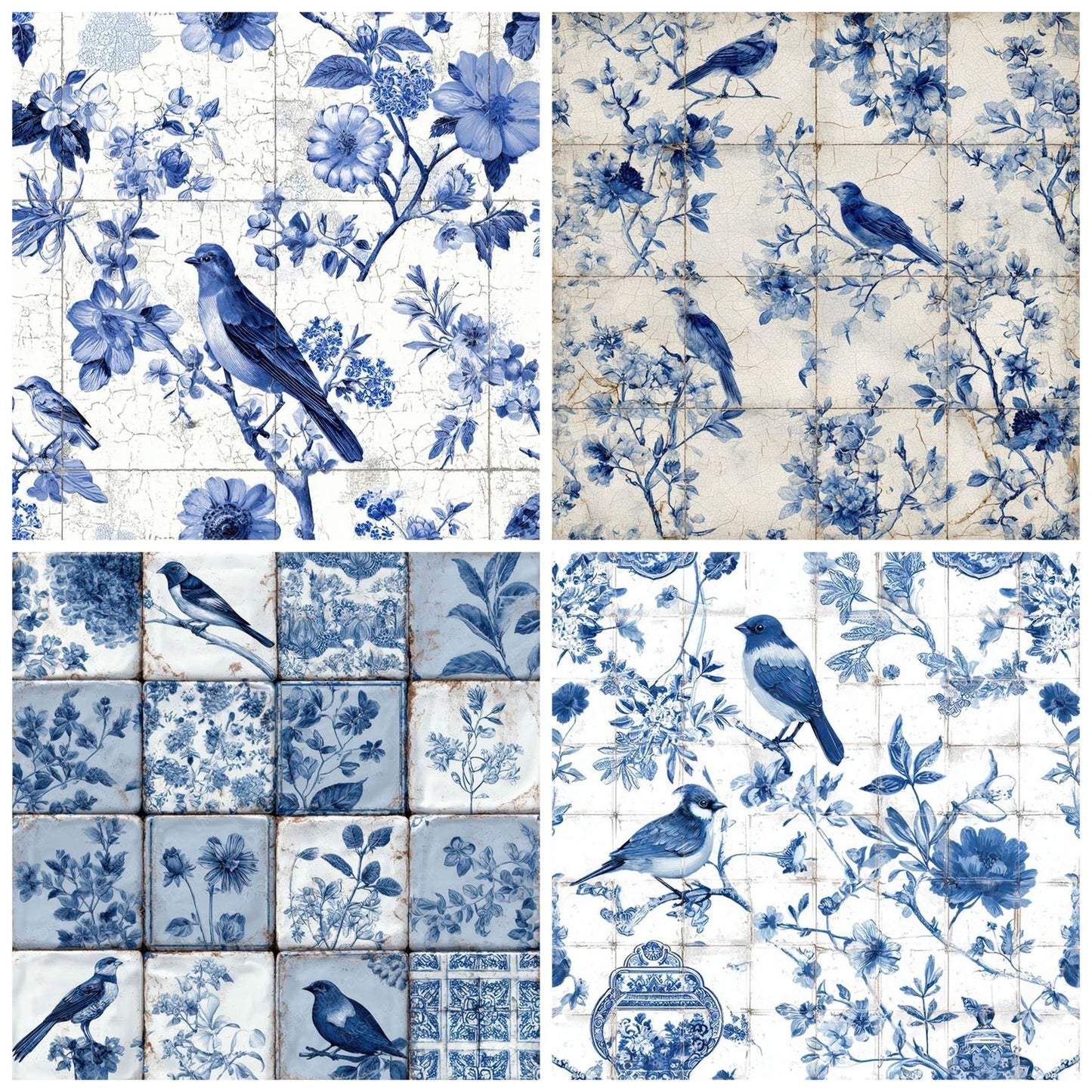Delft Bird Pattern Digital Paper Pack (DDD008389)