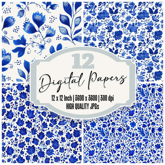 Delft Blue Ornament Digital Paper Pack (DDD008390)