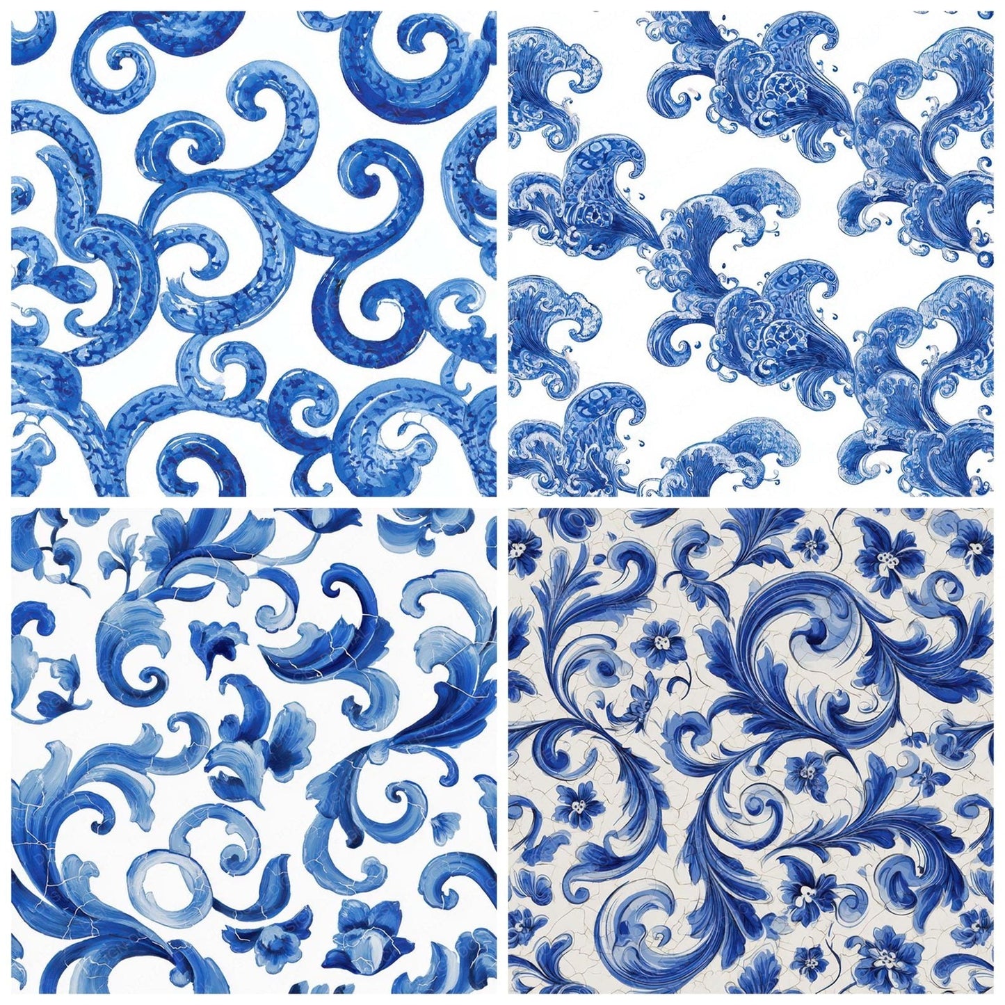 Delft Scroll Pattern Digital Paper Pack (DDD008393)