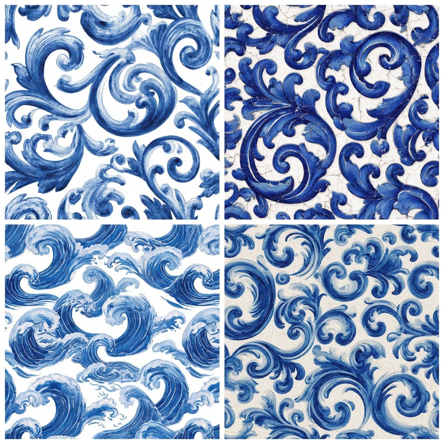Delft Scroll Pattern Digital Paper Pack (DDD008393)