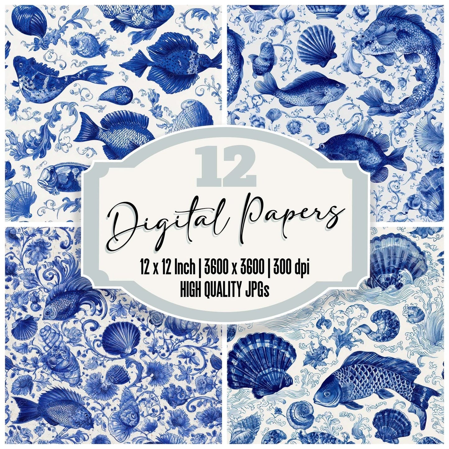 Delft Sea Motifs Digital Paper Pack (DDD008394)