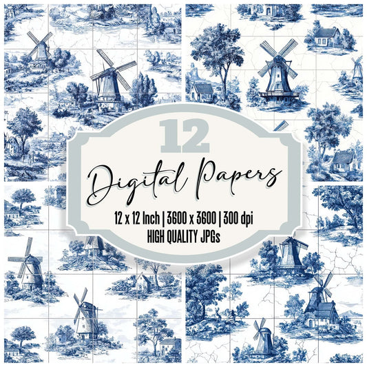Delft Windmill Tiles Digital Paper Pack (DDD008396)