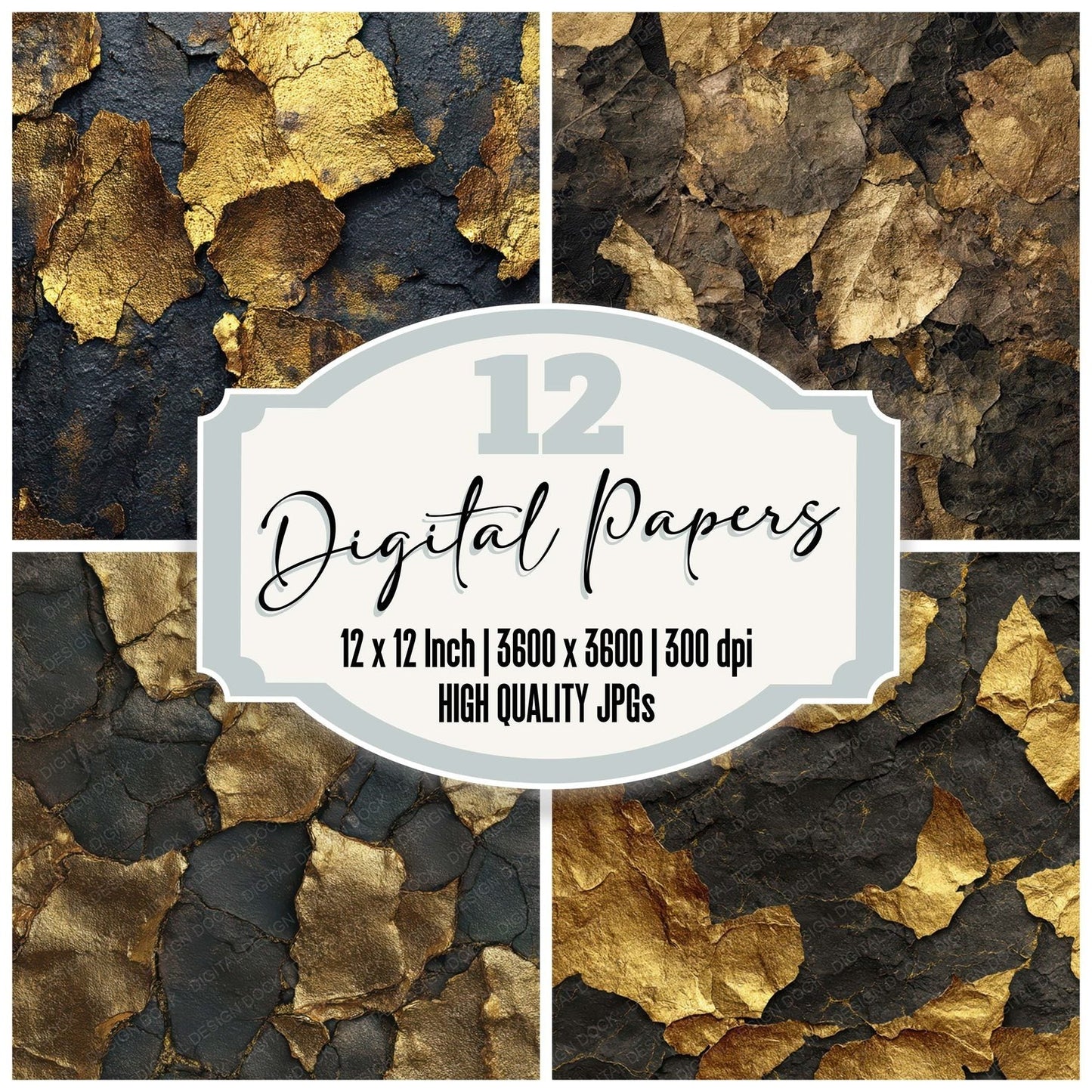 Gold Leaf Texture Digital Paper Pack (DDD008399)