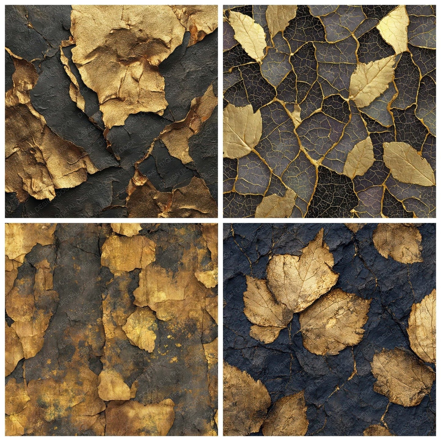 Gold Leaf Texture Digital Paper Pack (DDD008399)